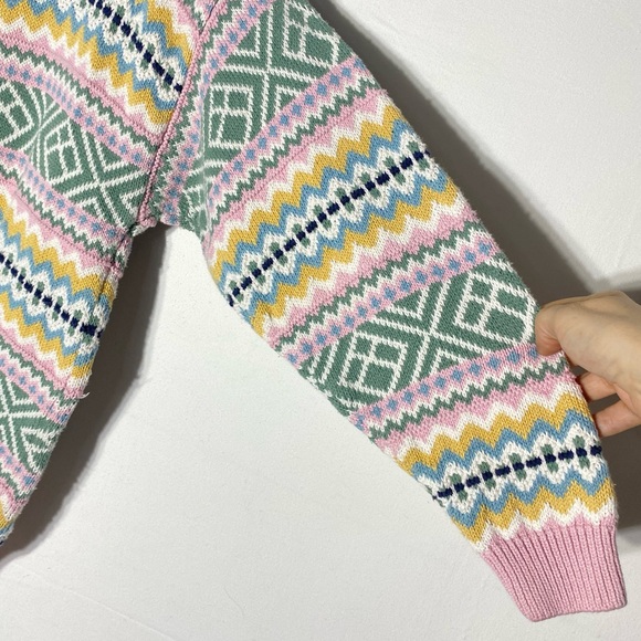 Vintage Cotton Ginny Striped Pastel Cotton Knit Crew Neck Sweater S - Picture 11 of 15